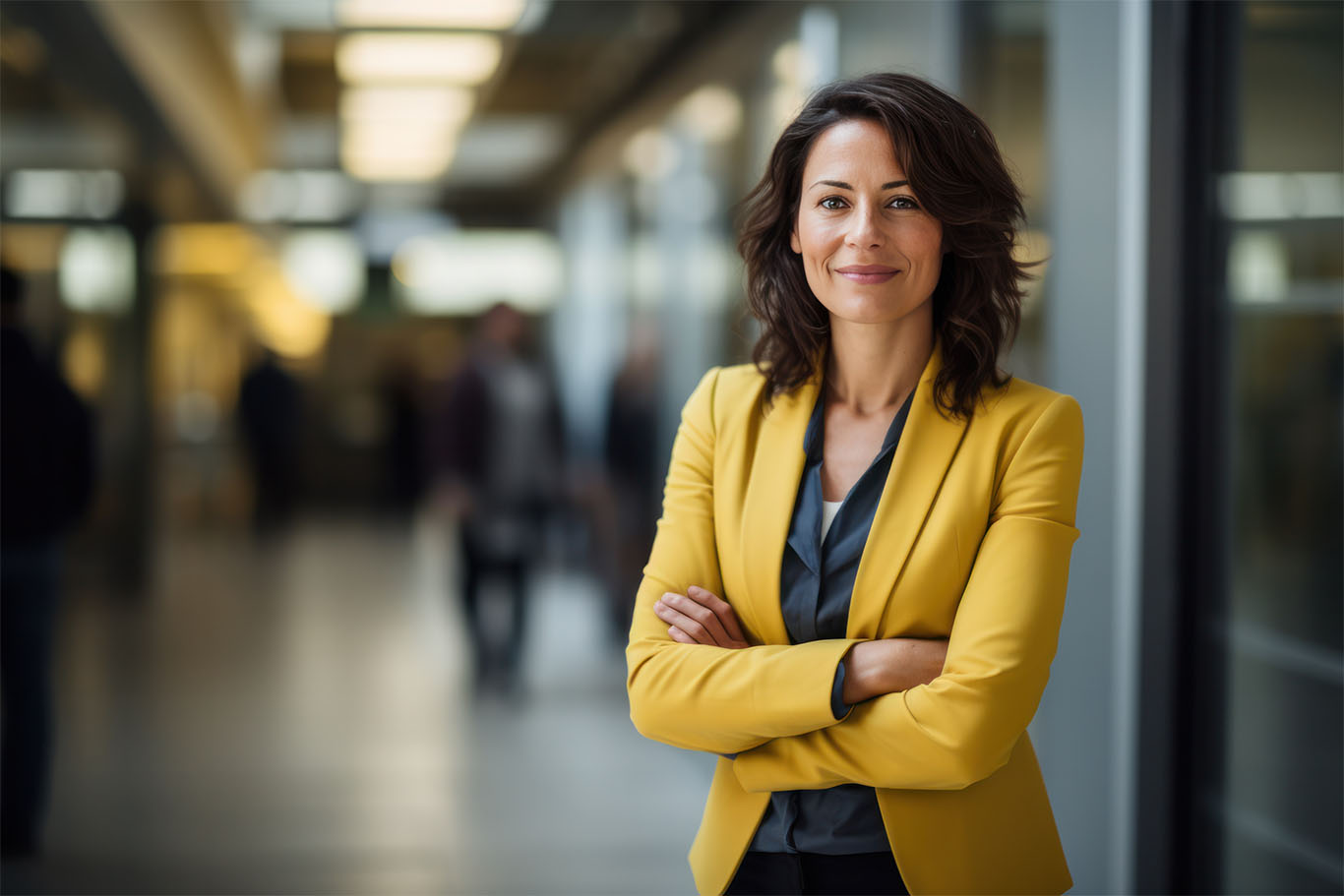 Female CEO stood in office environment