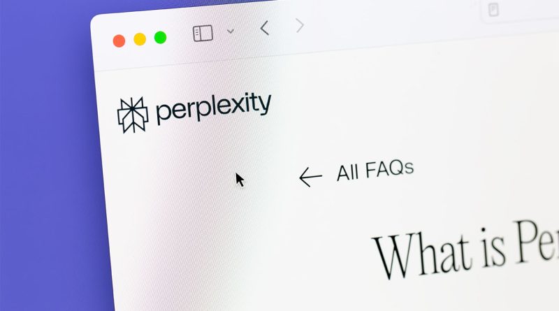 Perplexity AI logo beside a stylized Chrome browser window, representing AI integration in web browsing