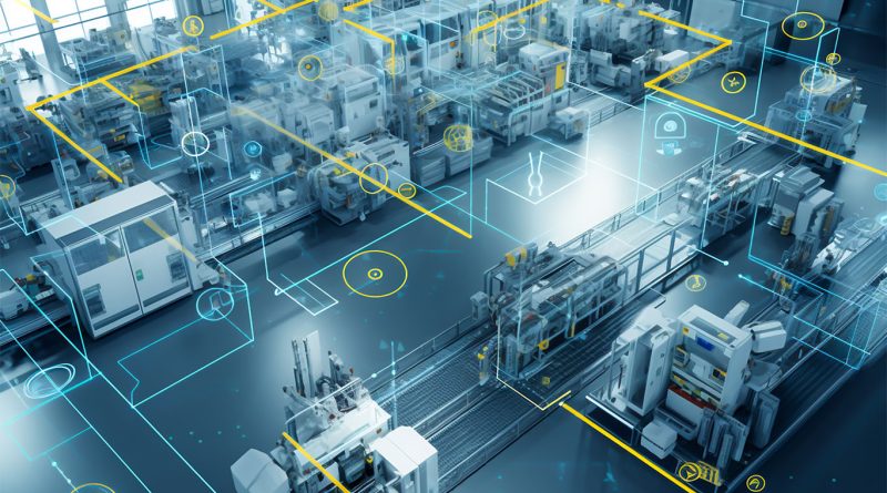 RMFG founder Kenneth Cassel stands in a factory with AI powered manufacturing robots