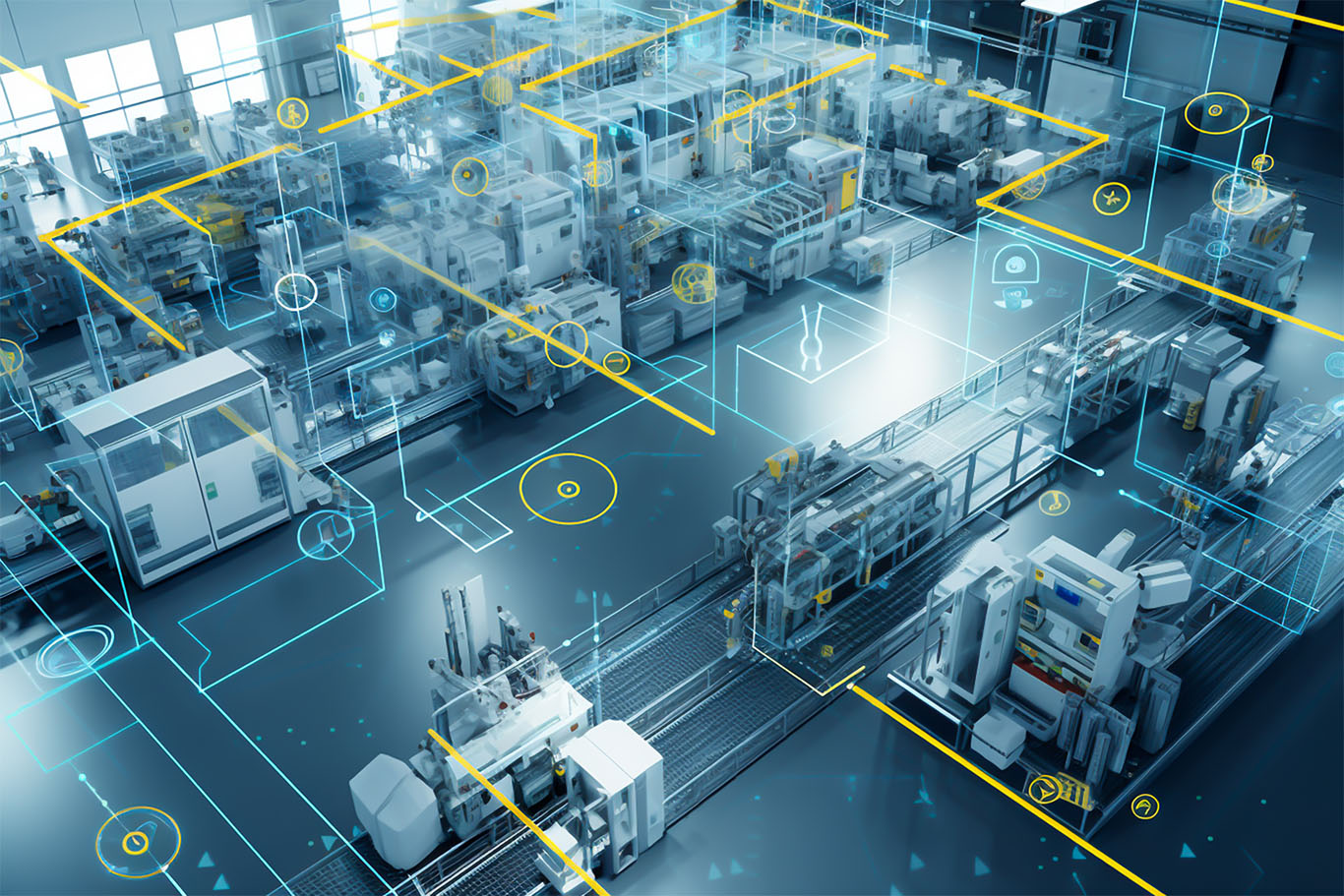 RMFG founder Kenneth Cassel stands in a factory with AI powered manufacturing robots